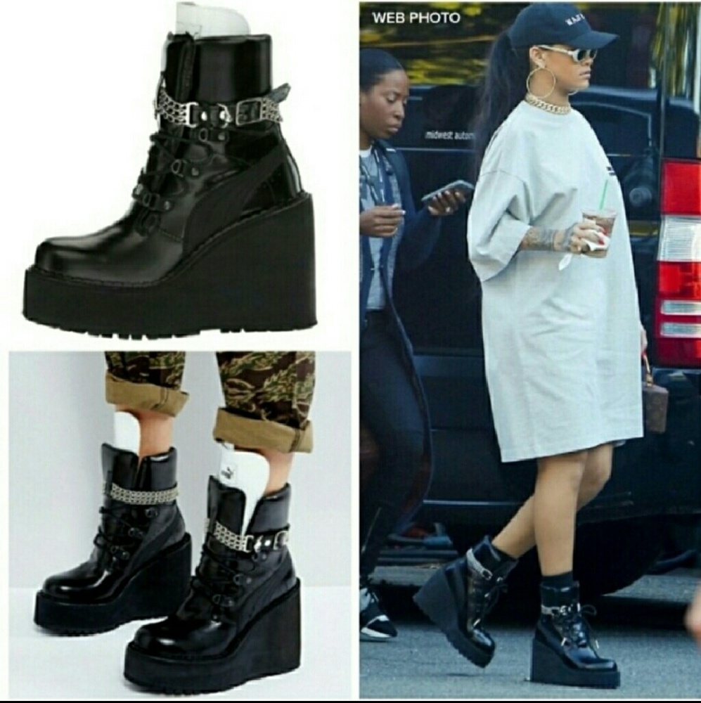Fenty Puma By Rihanna Leather Wedge Ankle Boots